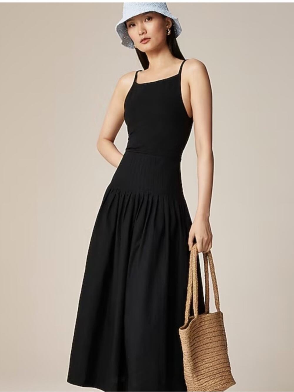 J. Crew Pin-tuck Mixy Dress Navy Blue size Large NWT